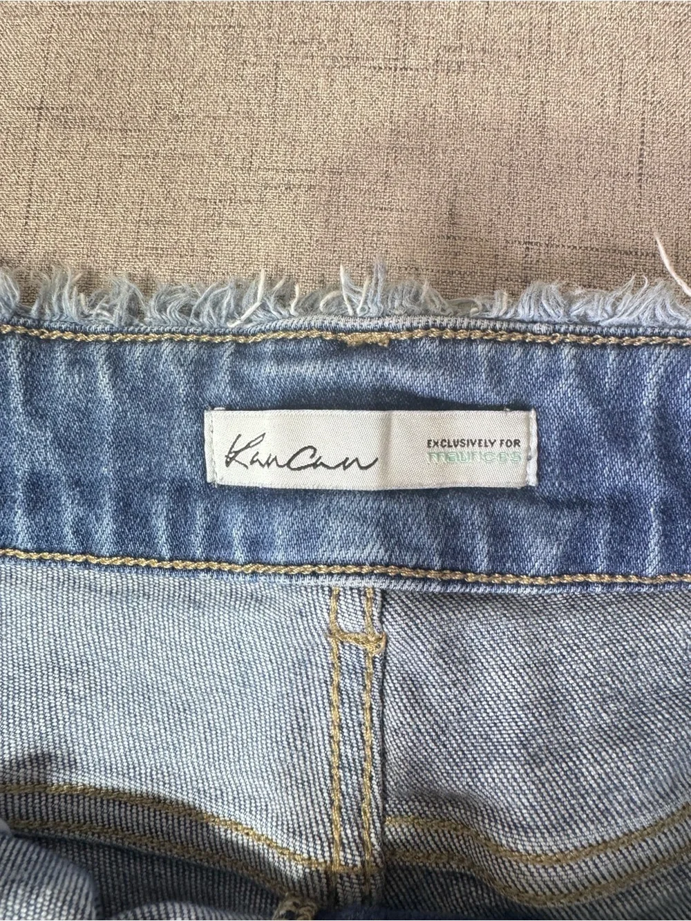 KanCan High Rise Frayed Distressed Double Button 3.5” Denim Jean Shorts Size 31